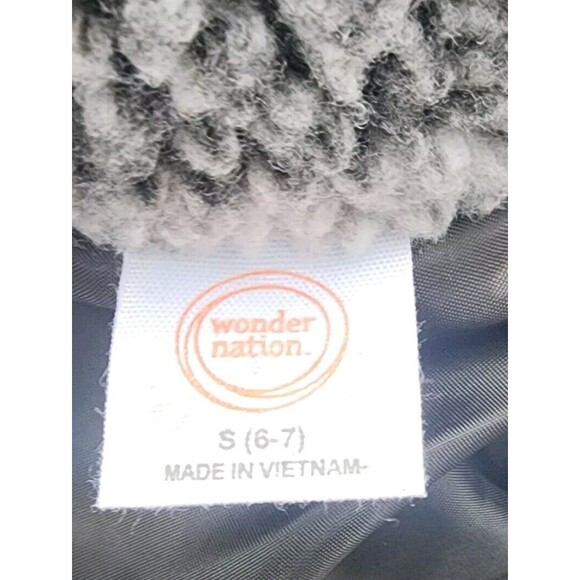 Wonder Nation‎ Boys Faux Sharpa Button Trucker Jacket Black Plaid,Size S (6-7) - Picture 9 of 11